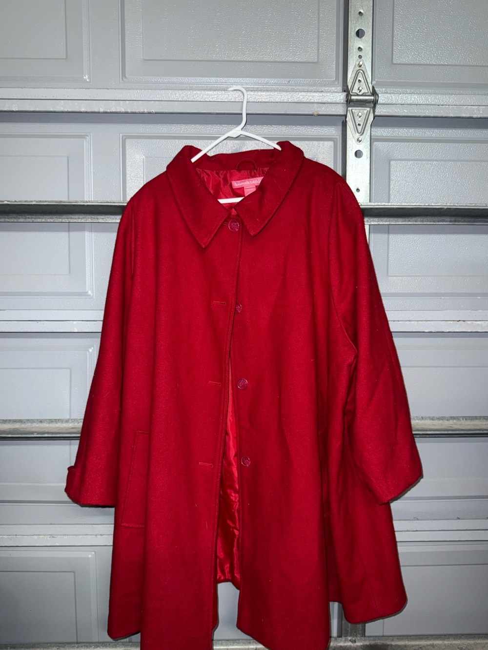 Vintage Wool Blend Coat In Red 34W - Picture 1 of 6